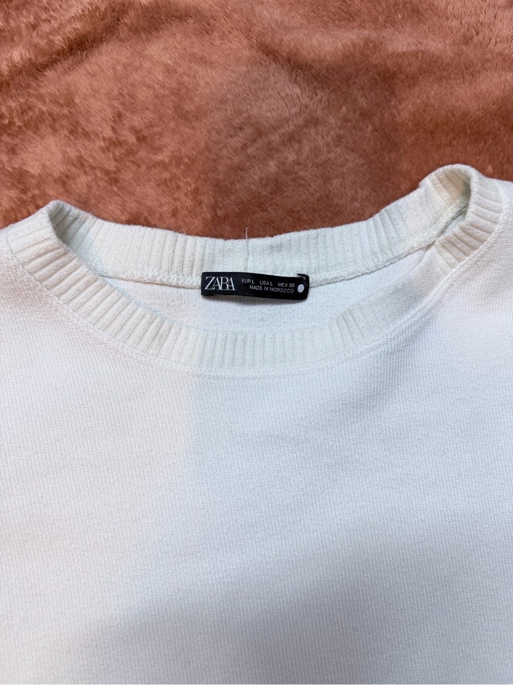 ZARA White Crewneck Sweater - Minimal Knit